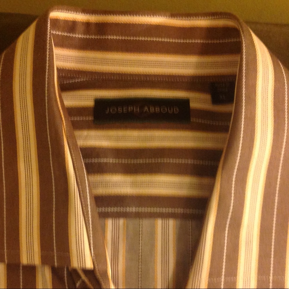 JOSEPH ABBOUD BROWN AND BEIGE STRIPED SHIRT XL